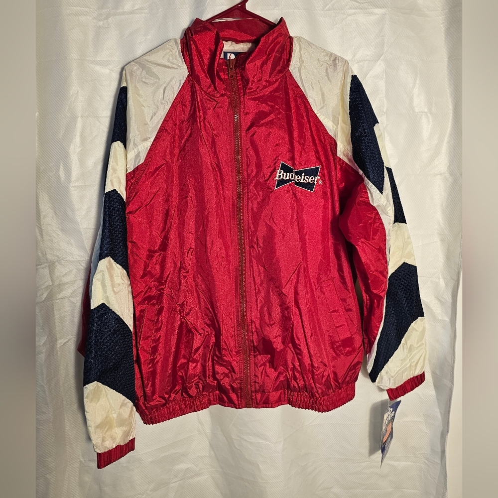NWT Vintage Pro Player × Budweiser Red and Cream Windbreaker